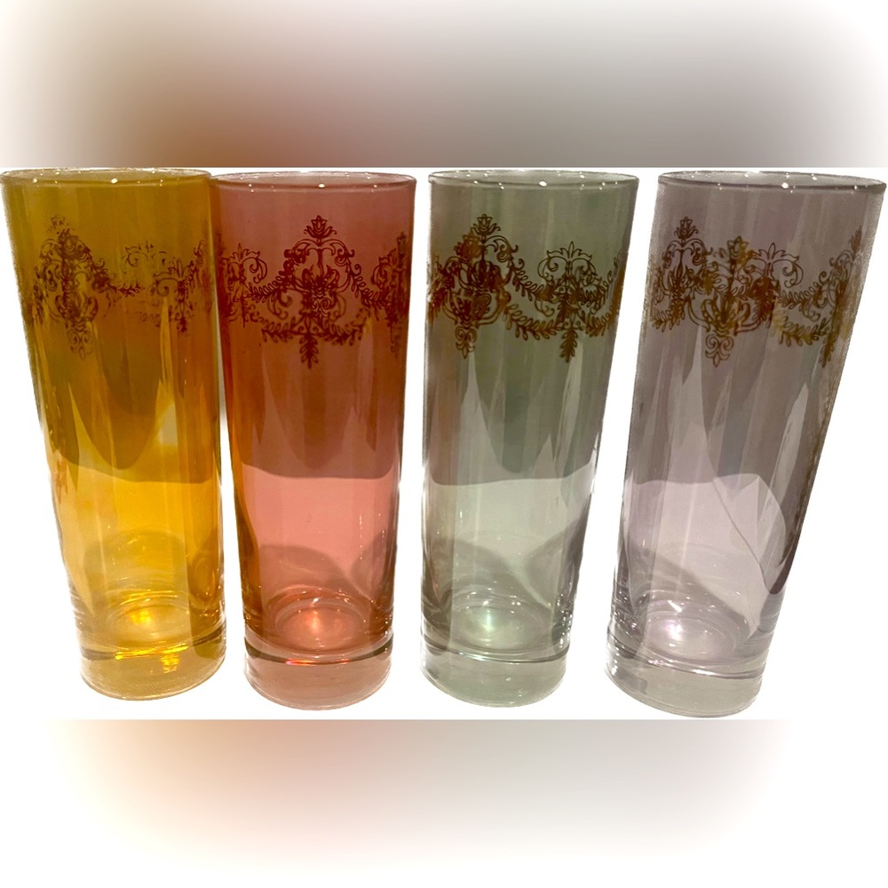 Vintage set of 4 mid century colorful glasses